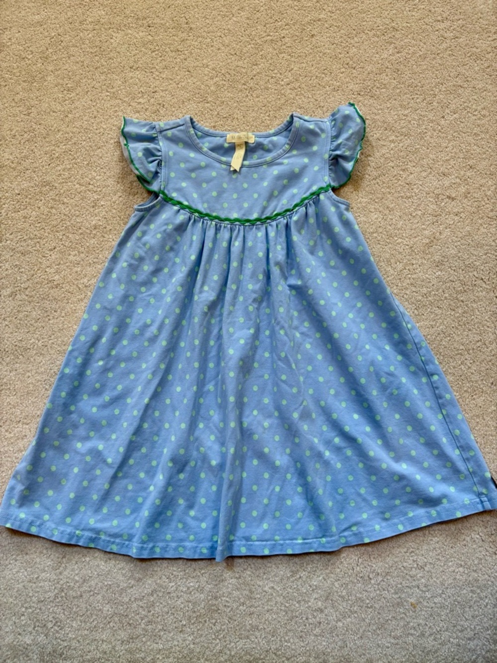 Matilda Jane Sky Blue Dress with Lime Green Dots